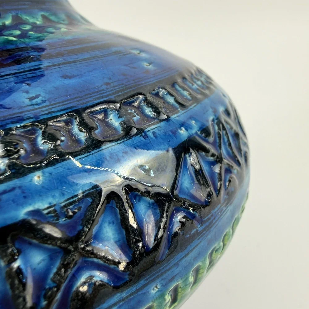 Bitossi Rimini Blue Squat Onion Vase Aldo Londi Italy MCM 6.5